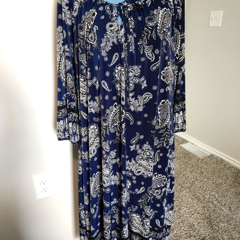 Blue and white dress